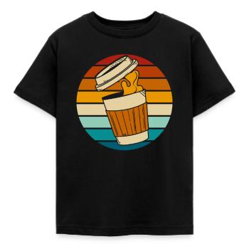 Kaffee Cafe - Kinder T-Shirt - Schwarz - Vorne - AI Model Kid Female (0cm)