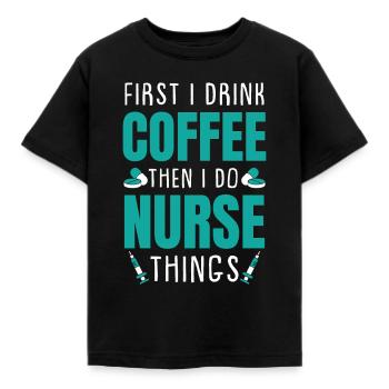 Caféine infirmière - T-shirt Enfant - noir - Devant - AI Model Kid Female (0cm)