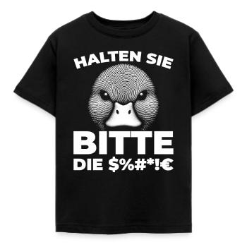 duck please shut up - Kids' T-Shirt - black - Front - AI Model Kid Female (0cm)