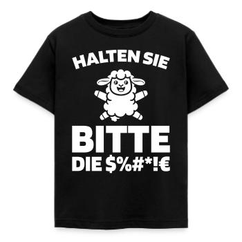 Schaf Halten Sie Bitte Die Fresse - Kinder T-Shirt - Schwarz - Vorne - AI Model Kid Female (0cm)
