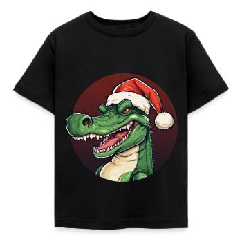 Crocodile Christmas - Kids' T-Shirt - black - Front - AI Model Kid Female (0cm)
