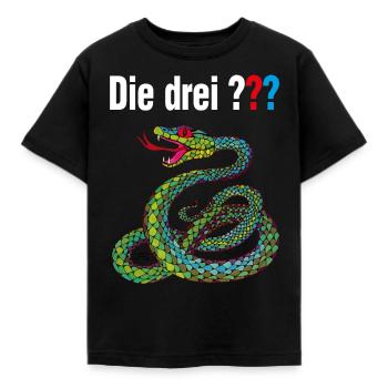 Die Drei ??? und die singende Schlange - Kinder T-Shirt - Schwarz - Vorne - AI Model Kid Female (0cm)