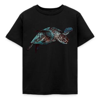 Schildkröte Tiermotiv Schildkröten Tier Motiv - Kinder T-Shirt - Schwarz - Vorne - AI Model Kid Female (0cm)