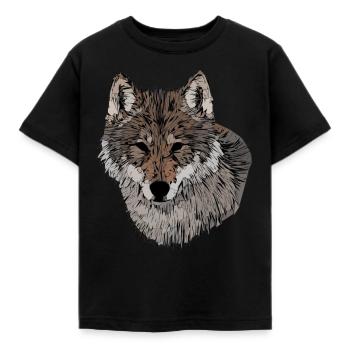 Wolf Tier Motiv Raubtier Tiergesicht Wolfsmotiv - Kinder T-Shirt - Schwarz - Vorne - AI Model Kid Female (0cm)