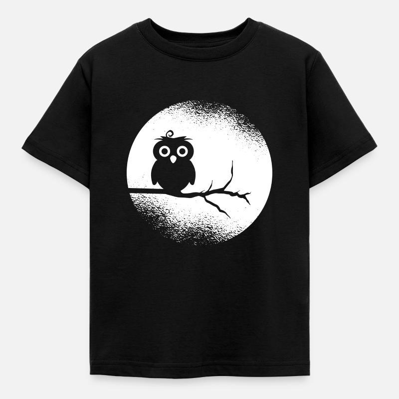 Eule Waldbewohner Eulen Vollmond - Kinder T-Shirt - Schwarz
