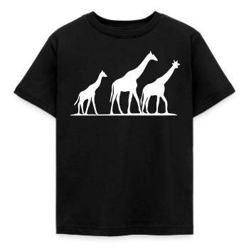 Giraffen Afrika Safari Tier Motiv Aufdruck Print - Kinder T-Shirt - Schwarz - Vorne - AI Model Kid Female (0cm)