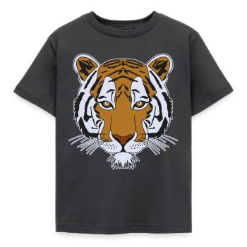 Tiger motif - Kids' T-Shirt - dark grey - Front - AI Model Kid Female (0cm)