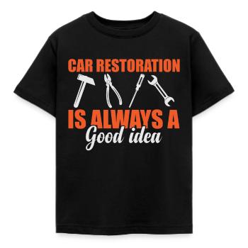 La restauration de voiture est toujours une bonne idée - T-shirt Enfant - noir - Devant - AI Model Kid Female (0cm)