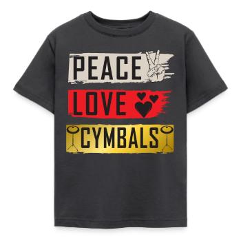 Peace Love Cymbales Bass Drum Instrument - T-shirt Enfant - charbon - Devant - AI Model Kid Female (0cm)