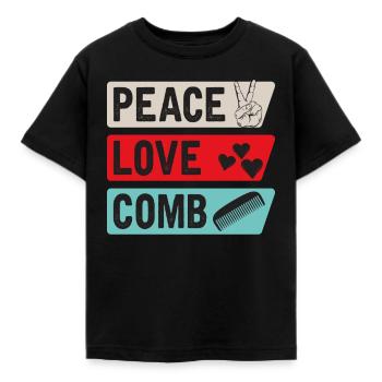 Peace Love Comb Instrument de musique - T-shirt Enfant - noir - Devant - AI Model Kid Female (0cm)