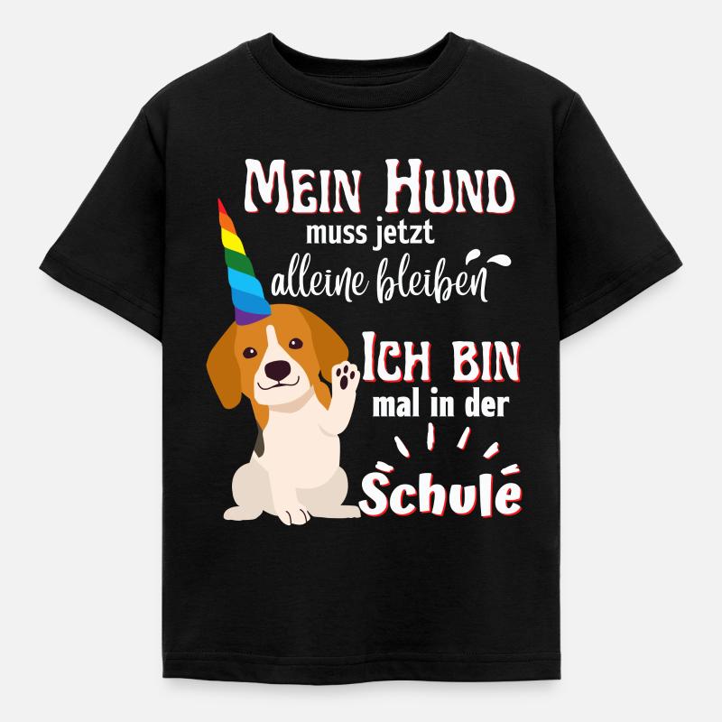 Einhorn Hund SchuleGeschenkidee - Kinder T-Shirt - Schwarz