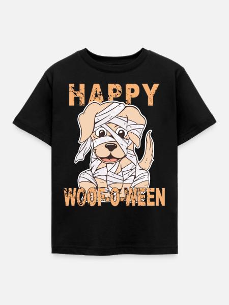 HUND HAPPY WOOF-O-WEEN - Kinder T-Shirt - Schwarz