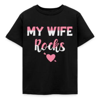 Meine Frau fetzt Meine Frau rockt - Kinder T-Shirt - Schwarz - Vorne - AI Model Kid Female (0cm)