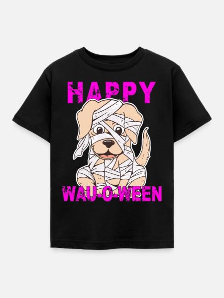 HUND HAPPY WAU-O-WEEN - Kinder T-Shirt - Schwarz