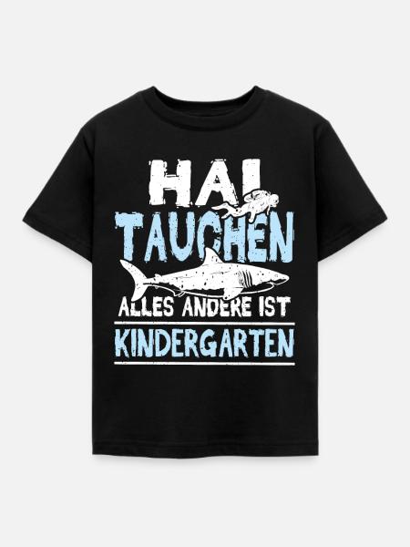 Hai tauchen im Meer - Kinder T-Shirt - Schwarz