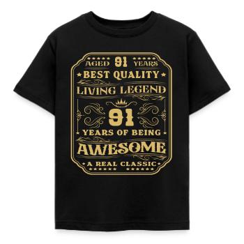 91 Geburtstag 91 Jahre Mann 91 jahre legende 91 - Kinder T-Shirt - Schwarz - Vorne - AI Model Kid Female (0cm)