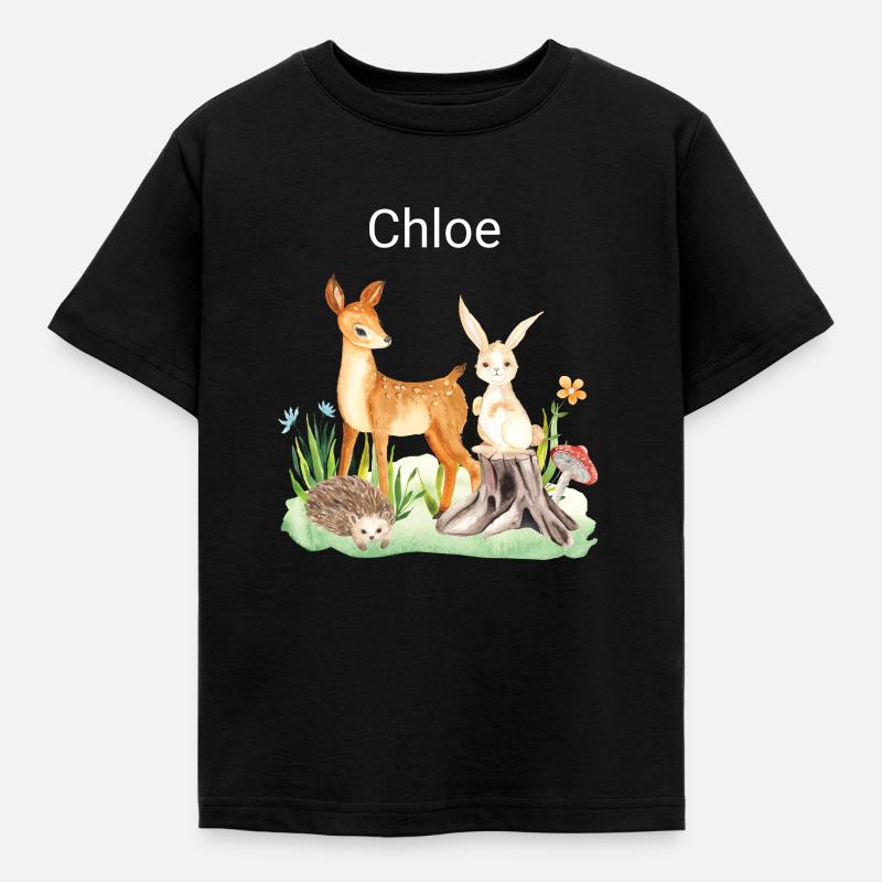 Cervo animale coniglio riccio Chloe - Maglietta per bambini - nero