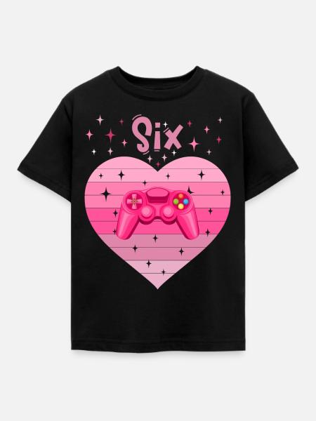 Mädchen Tochter 6. Geburstag Gaming Controller - Kinder T-Shirt - Schwarz