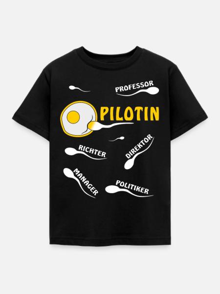 PILOTIN - Kinder T-Shirt - Schwarz