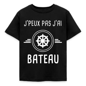bateau je peux pas j'ai bateau gouvernail bateaux - T-shirt Enfant - noir - Devant - AI Model Kid Female (0cm)