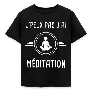 méditation je peux pas j'ai méditation relaxation - T-shirt Enfant - noir - Devant - AI Model Kid Female (0cm)
