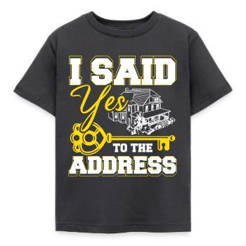 J’ai dit oui à l’adresse - T-shirt Enfant - charbon - Devant - AI Model Kid Female (0cm)