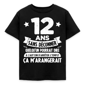 12 Ans âge 12 ans anniversaire 12 ans - T-shirt Enfant - noir - Devant - AI Model Kid Female (0cm)