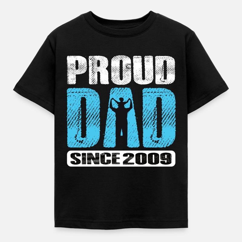 Proud Dad Since 2009 - Kinder T-Shirt - Schwarz