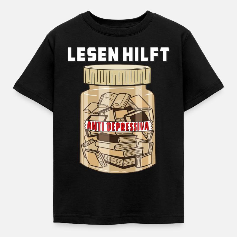 BUCH LESEN HILFT - Kinder T-Shirt - Schwarz