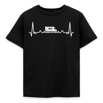 Herzschlag Camping Wohnwagen Camper Herzlinie - Kinder T-Shirt - Schwarz - Vorne - AI Model Kid Female (0cm)