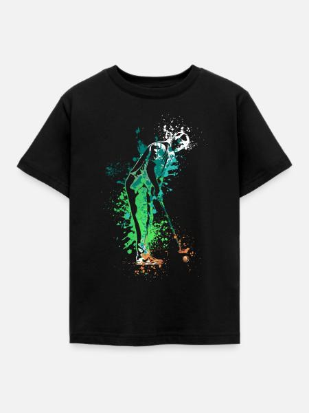 Splash Art Golfing Golfer - Kinder T-Shirt - Schwarz