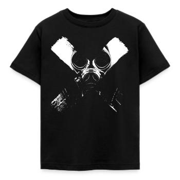Apokalypse rave Gasmaske Kreuz Elektro - Kinder T-Shirt - Schwarz - Vorne - AI Model Kid Female (0cm)