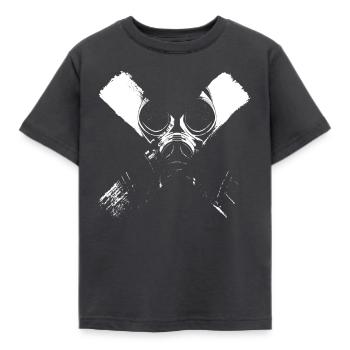 Apokalypse rave Gasmaske Kreuz Elektro - Kinder T-Shirt - Dunkelgrau - Vorne - AI Model Kid Female (0cm)