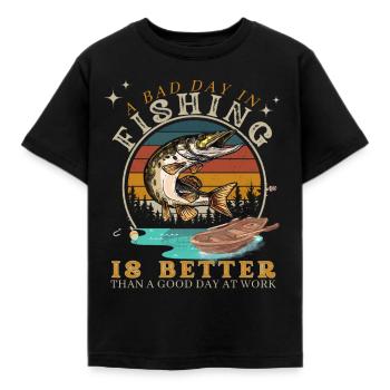Schlecht geangelt ist besser als gut gearbeitet - Kinder T-Shirt - Schwarz - Vorne - AI Model Kid Female (0cm)