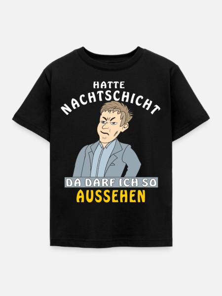 MANN HATTE NACHTSCHICHT - Kinder T-Shirt - Schwarz