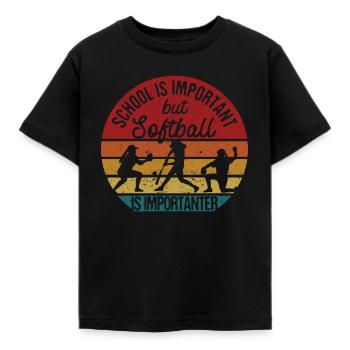 L’école de softball est importante, mais le softball - T-shirt Enfant - noir - Devant - AI Model Kid Female (0cm)
