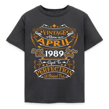 Vintage Nées En Avril 1989 Cadeau D'anniversaire - T-shirt Enfant - charbon - Devant - AI Model Kid Female (0cm)