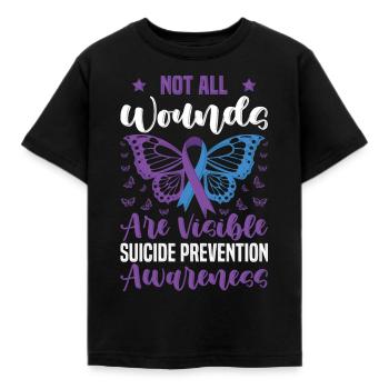 Toutes les blessures ne sont pas visibles Prévention du suicide en guerre - T-shirt Enfant - noir - Devant - AI Model Kid Female (0cm)