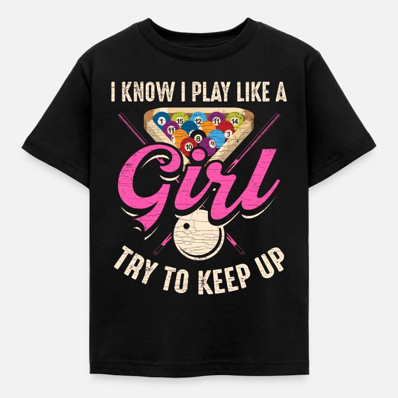 Damen Billard Poolbillard - Kinder T-Shirt - Schwarz