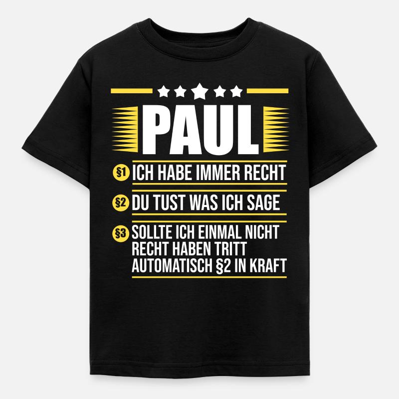 Paul - Kinder T-Shirt - Schwarz
