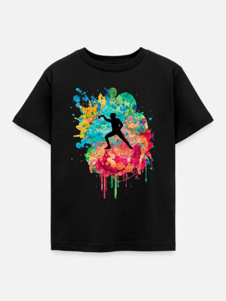 Fechten und Fechtsport PopArt - Kinder T-Shirt - Schwarz
