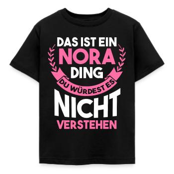Name Nora - Kinder T-Shirt - Schwarz - Vorne - AI Model Kid Female (0cm)