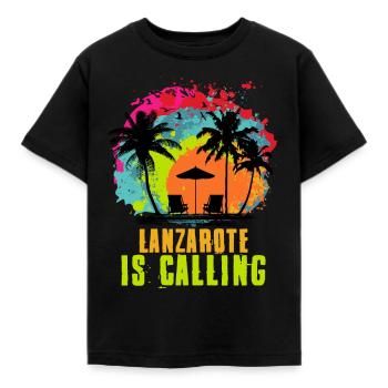 Lanzarote is Calling Spanish Holiday Kanaren - Kinder T-Shirt - Schwarz - Vorne - AI Model Kid Female (0cm)