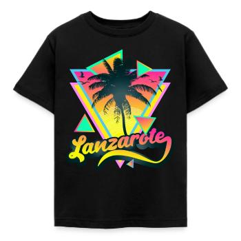Spanien Sommerurlaub Kanarische Inseln Lanzarote - Kinder T-Shirt - Schwarz - Vorne - AI Model Kid Female (0cm)
