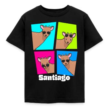 Lustige Chile Pudu Rotwild Reise nach Santiago - Kinder T-Shirt - Schwarz - Vorne - AI Model Kid Female (0cm)