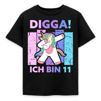 11. Geburtstag Geschenk 11 Jahre Einhorn Elf - Kinder T-Shirt - Schwarz - Vorne - AI Model Kid Female (0cm)