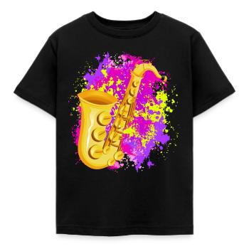 Saxophonlehrer Musiker Saxophonist Saxophonist - Kinder T-Shirt - Schwarz - Vorne - AI Model Kid Female (0cm)