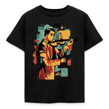 Vintage Geigenspieler Musik Komponisten - Kinder T-Shirt - Schwarz - Vorne - AI Model Kid Female (0cm)