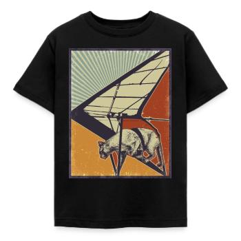 Katzen Drachenfliegen Extremsport Drachenflieger - Kinder T-Shirt - Schwarz - Vorne - AI Model Kid Female (0cm)