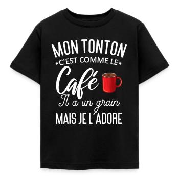 Mon Tonton Café Grain - T-shirt Enfant - noir - Devant - AI Model Kid Female (0cm)